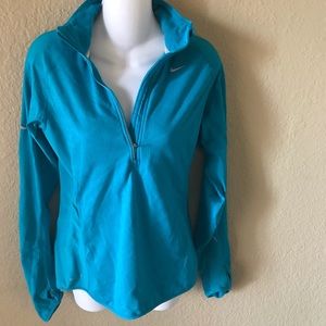 Nike Running Dri Fit Teal Blue Long Sleeve 3/4 ZIP